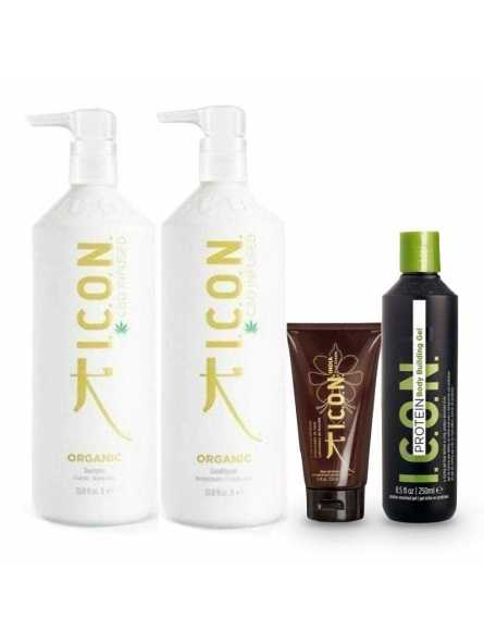 Tratamiento Curly ICON - Champú y Acondicionador Organic 1 Litro + Protein + Curl Cream Tratamiento Curly ICON - Champú y Acondicionador Organic 1 Litro + Protein + Curl Cream